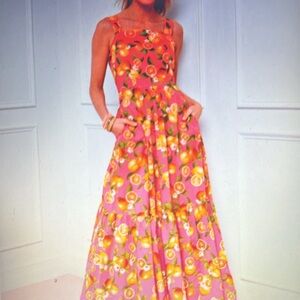 NWT Talbots tiered maxi dress – lemons and oranges – size 14